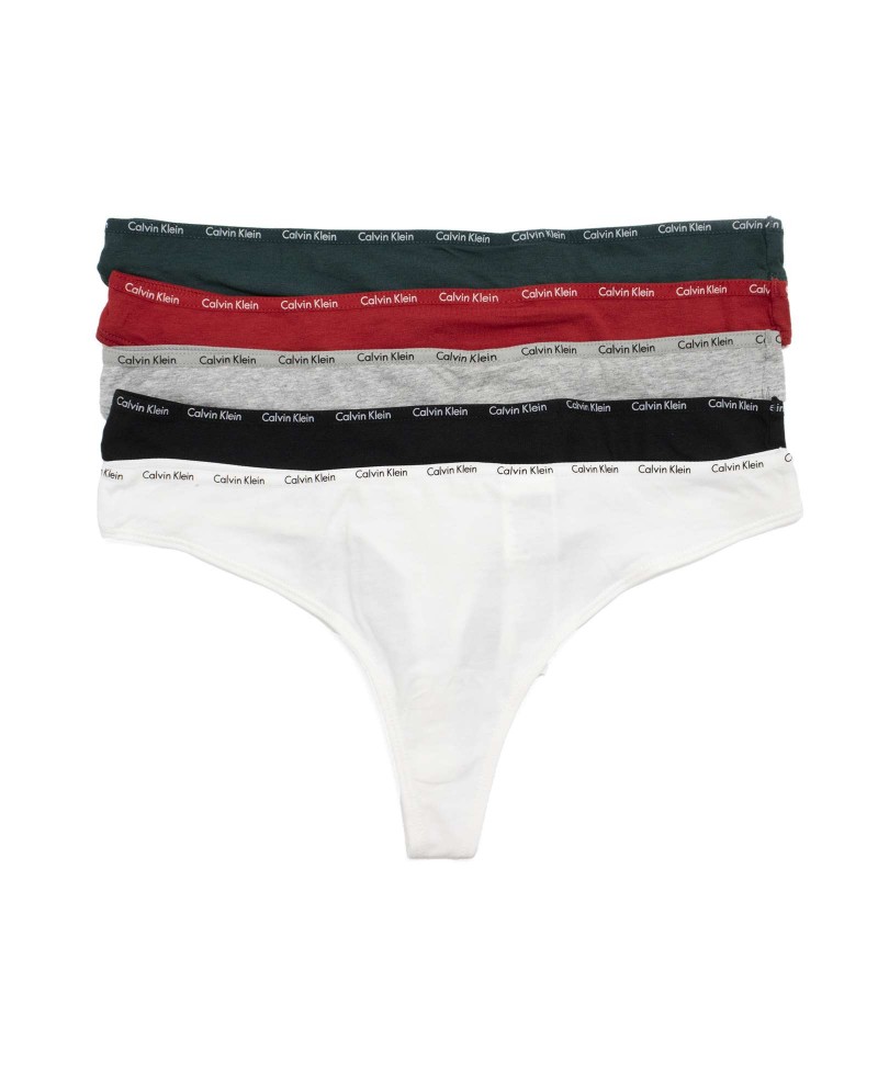  Calvin Klein Underwear Women's Signature Cotton Thong Pack, Red/Blk/Gry/White/Berry900/8VM,  M : Clothing, Shoes & Jewelry