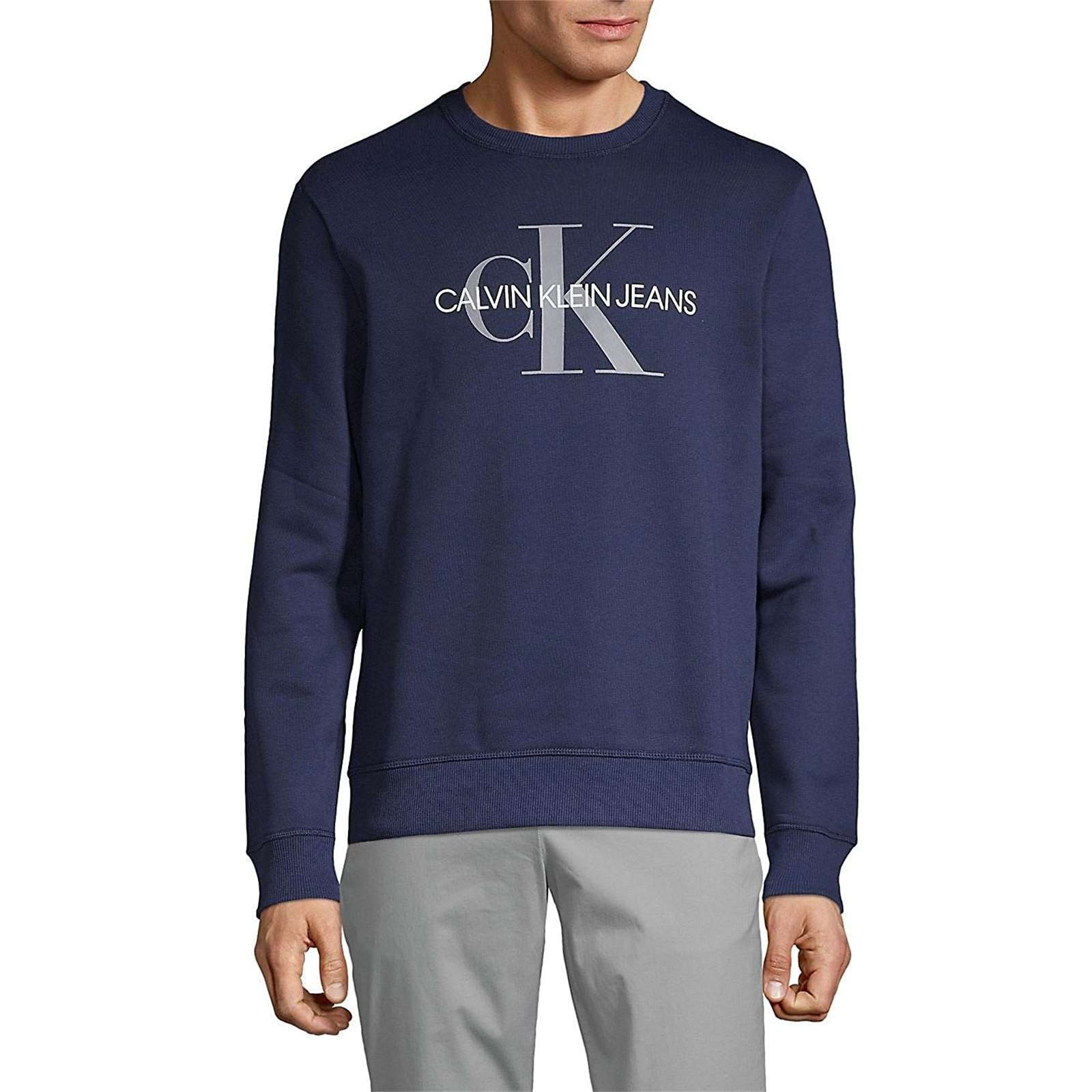 Calvin Klein Men Mono Logo Neck Sweatshirt Crew